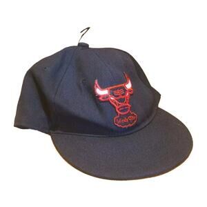 Chicago Bulls Basketball Black Hat Windy City Red Embroidered Bull NBA